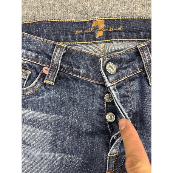 7 For All Mankind Jeans Womens 29 Blue Boy Cut Bootcut Stretch Denim Made USA - Picture 7 of 11